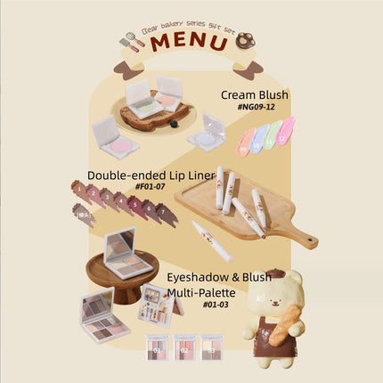 LEEMEMBER Lip Liner Bear Bakery Collection Lipstick Pencil Natural Coverage And Change Lip Color Double-Ended Lip Makeup