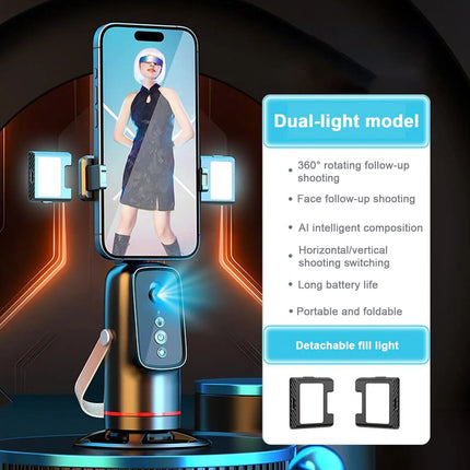 Face Tracking Tripod 360 Degree Rotation Auto Stand Tripod That Follows Your Movement for Live Streaming Selfie Video Recording