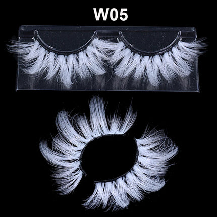 1 Pair Long White Eyelashes 3D Dramatic False Colored Cosplay Lashes  Fluffy Dense Fake Lashes  25mm Eyelash Extension Suppliers