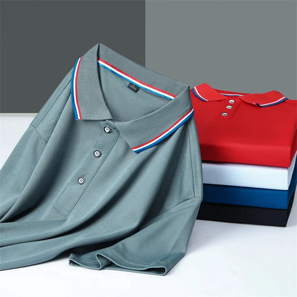 2025 New Men's Casual Solid Color Short-Sleeved Polo Shirt Summer Fashionable and Comfortable Versatile Top
