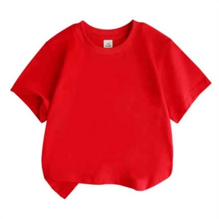 Children Solid color Short sleeve Suitable for boys girls top 3-12 Age Toddle T-shirts summer casual  white pink black clothing