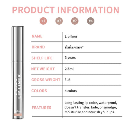 4colors Highly Pigmented Lip Liner Tattoo Matte Peel Off Enhance Lip Liner Lasting Lip Stain Waterproof Transfer-proof Lipstick