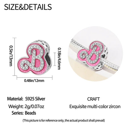 100% 925 Sterling Silver Fashion Pink Princess Skirt Bag Lipstick Charms Beads Fit Qikaola Original Bracelets DIY Jewelry Gifts