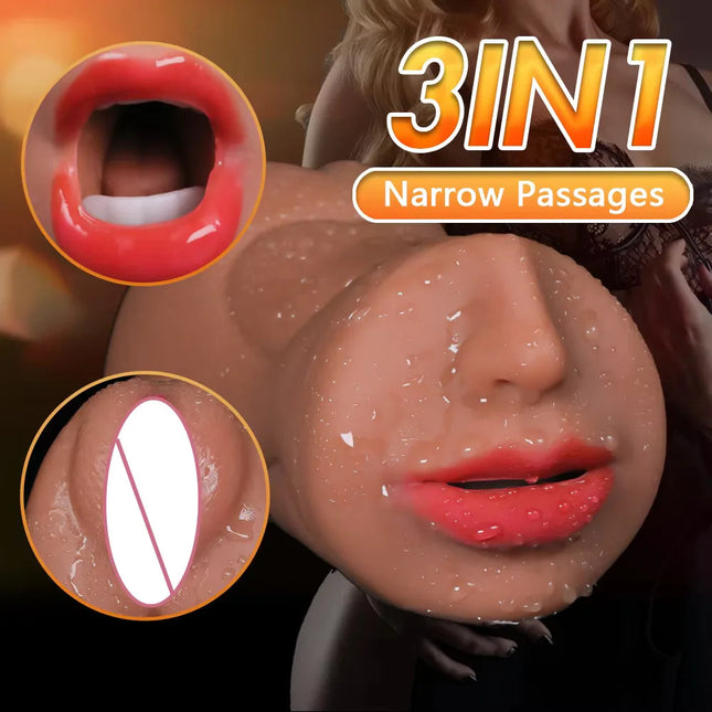 3-in-1 Artificial Vagina for Men Masturbator Cup Deep Throat Real Oral Male Masturbation Blowjob Anal Clit Silicone Sex Toys 18+