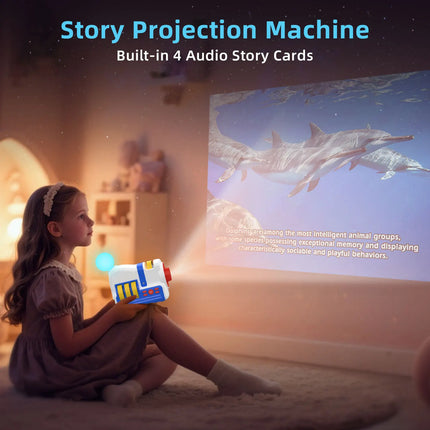 Story Projection Machine Early Education Puzzle Development Built-in 4 Audio Story Cards  Projector Torch Baby Toy Children Enli