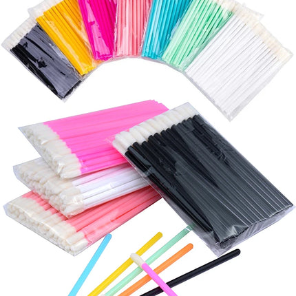 Kekelala 50Pcs Disposable Lip Brushes Lipstick Gloss Applicators Makeup Swabs Micro Cleaning Brush Tools For Eyelash Extension