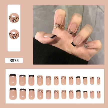 Thousands Stars 24 Pcs Press on Nails Pink Nail Polish Glossy Artificial Finger Manicure Reusable False Nails for Women