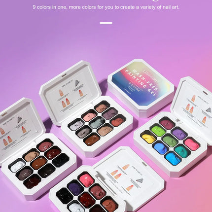 LIMEGIRL 9 Color Gradient Painting Gel Nail Art Gradient Color DIY Design Gel Quick Flower Paint Engraving Gel Nail Polish