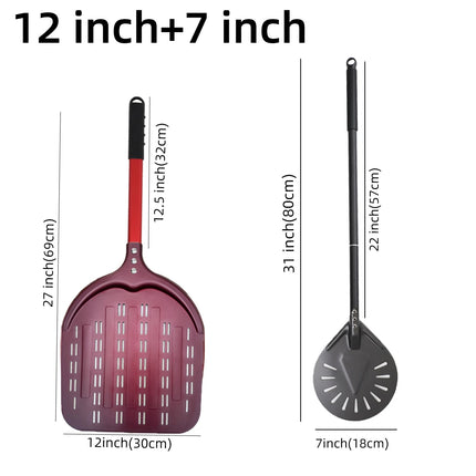 12 13 14 &7 Inch Pizza Peel Long Handle Turning Paddle Aluminum Pizza Turner Baking Tool Perforated  Kitchen Accessories