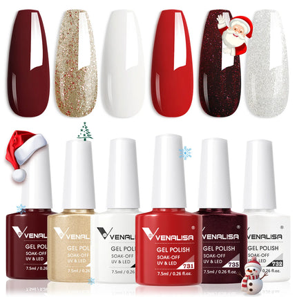 6pcs/kit VENALISA Valentine's Day Collection Lovely Pink Nails HEMA FREE TPO FREE Soak Off UV LED Semi Permanent Set Gel Varnish