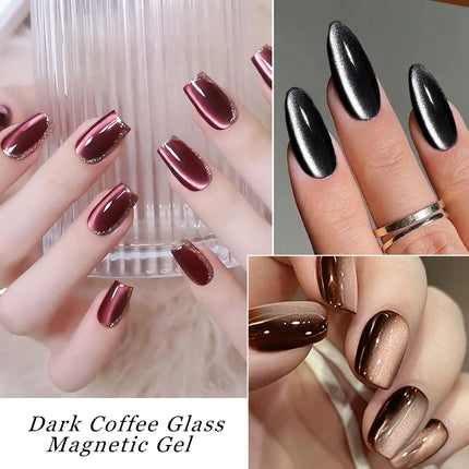 7ml Dark Coffee Glass Magnetic Gel Nail Polish Gentle Moonlight Gel Autumn And Winter Colors Soak Off Semi-Permanent Varnish