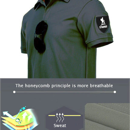 Men's Quick Dry Embroidered Polo Shirts Summer Custom Plus Size Military Clothes Tactical Plain Turn-down Army T-shirts