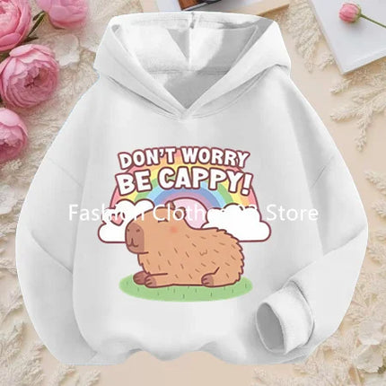 Fall and Winter Outdoor Leisure Sports Children's Hooded Sweatshirt Cartoon Fun Capybara Cute Print Boys and Girls Soft Hoodie