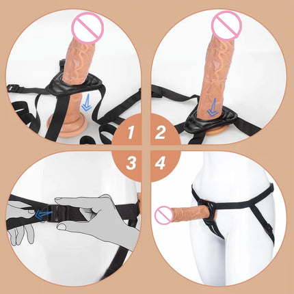 StrapOn Dildo For Women Anal Plug Penis with Suction Cup G-Spot Realistic Silicone Dildo Wearable Dick Adult Sex Toys Gode