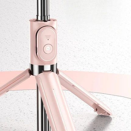 Bluetooth Remote Extendable Selfie Stick Tripod Stand for iPhone Samsung, Tiktok Live Streaming Portable Telescopic Phone Stand