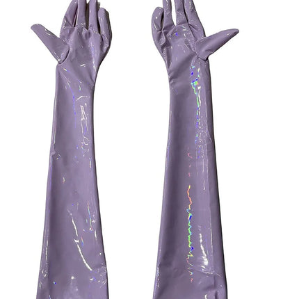 Pink Black Shiny Sexy Long Faux Leather Gloves Women Punk Mitten Tight Gloves Cosplay Dance Party Stage Club Sexy Accessories