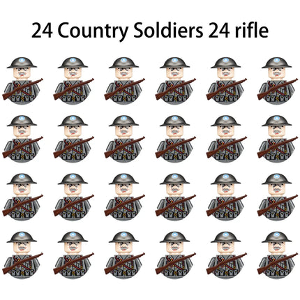 WWII Infantry Military Soldier War National Army Mini Gun Weapon Models Building Blocks Building Blocks Toys for Kids