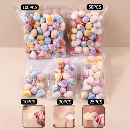 10/20/25/50/100PCS Cute Candy Makeup Sponges - Rainbow Blending Set for Foundation & Concealer, Girls Holiday Gift