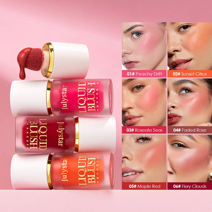 6 Color liquid powder blusher is durable and natural, easy to mix, light in texture, suitable for all skin colors, and suitabl