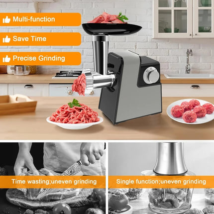S6B 8 IN 1 Commercial Food Processor Meat Grinder Sausage Stuffer Meatball Maker Vegetable Slicer Shredder and Chop for Kitchen