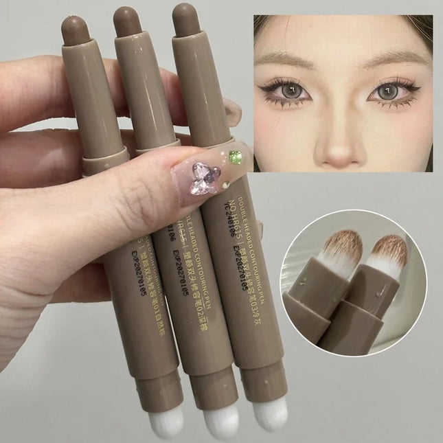 Double-ended Contour Brush Pen Face Shaping Stick Matte Highlighting & Covering Contouring Makeup Concealer Pen Long-lasting