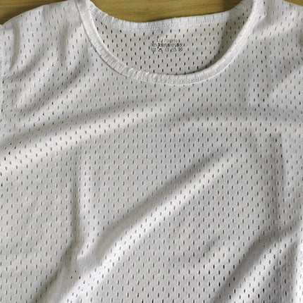 Men's Ice Silk Mesh Vest O-Neck Lightweight Sports Summer Wear Sleeveless T-shirt Tank Top Casual Fashion Outerwear