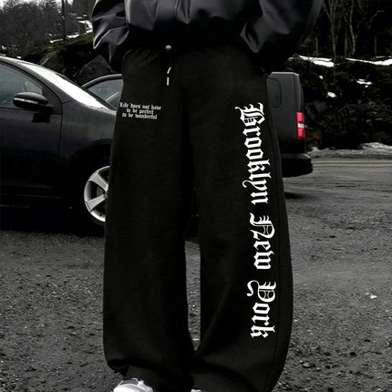 Fearless Spider Web Hand Print Gothic Wide Leg Sweatpants Men 100% Polyester Y2K Baggy Drawstring Streetwear Unisex Jogger Pants