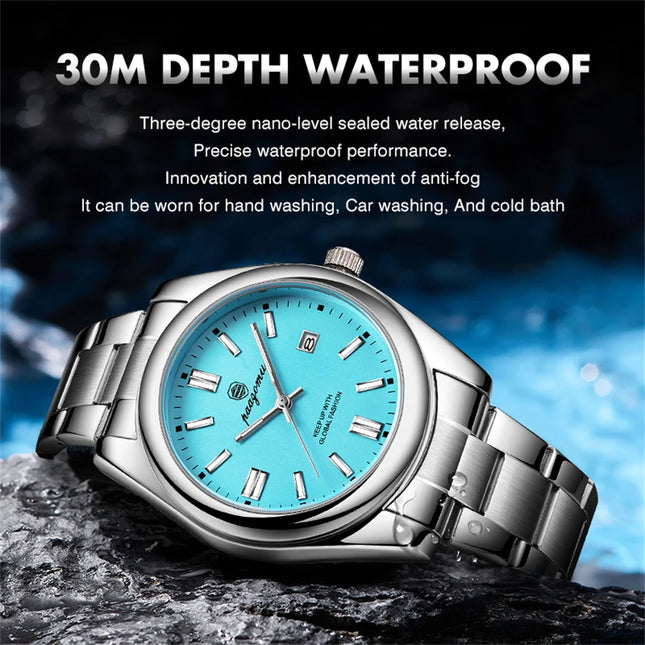 PAAZOMU Fashion Round Quartz Man Clock Waterproof Luminous Date Stainless Steel Watches For Men Luxury Business Men Wristwatch
