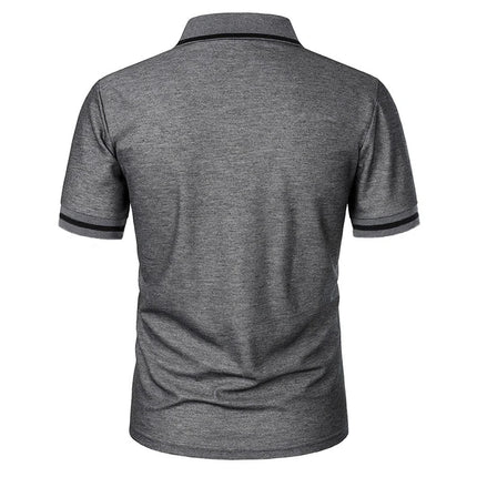 New Summer Men's Short Sleeve Polo Shirts Solid Business Casual Tees Fashion Breathable Loose Patchwork Tops Pockets Male Polos
