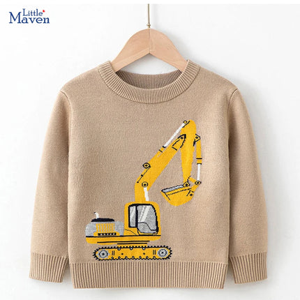 Little maven Kids Clothes Winter Autumn Baby Boys Children's Clothing Sweater Casual Cartoon Excavator 2-7 year