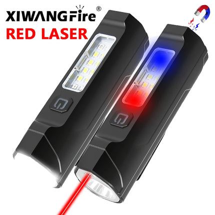 IR & Strong Light Flashlight Portable Pen Clip Magnetic Torch Multifunctional Outdoor Emergency Warning Lighting Flashlight