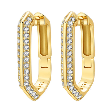 Original 2026 S925 Sterling Silver Zircon 18K Gold Lining Vintage Hoop Earrings for Women Birthday Party Wedding Gift Jewellery