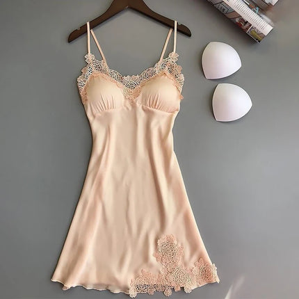 1Pc Women's Suspender Nightdress – Spring Summer Ice Silk Thin Pajamas Home Service Dresses