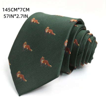 Green Deep Military Green Tie Floral Pattern Artistic Personality Student Uniform Tie Accessories Personality Trend Casual Daily