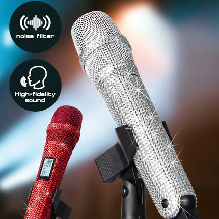 Wireless Karaoke Mic SKM9000 Custom Diamond-Encrusted  Microphone For Live Streams  Karaoke Shining Stage Essential