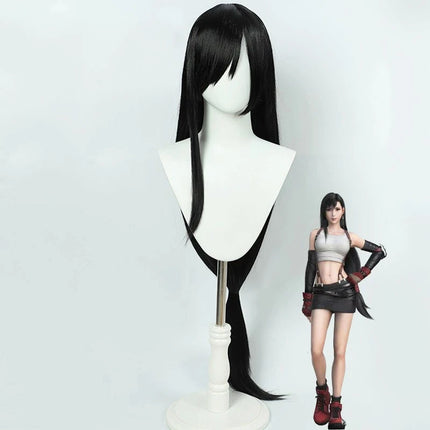 Cosplay Wig Final Fantasy Anime Wig Tifa Lockhart Black FF7 Anime Game Role-Play Wig Female Synthetic Wig with Bangs Anime Game