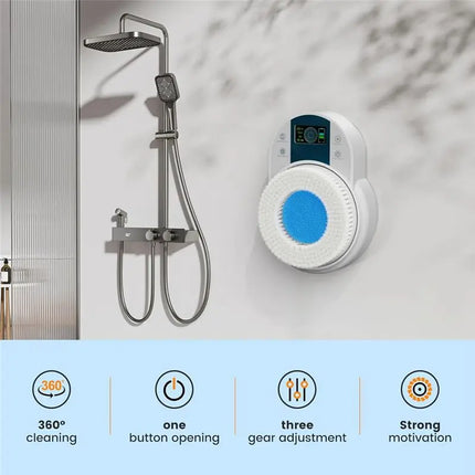 M04K Back Scrubber For Shower,Body Scrubber,Wall-Mounted Electric Back Scrubber,Deep Clean Shower Scrubber With Smart