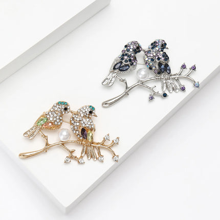 Classic Rhinestone Bird Brooches for Women Unisex Enamel Animal Pins Office Party Friend New Fashion Gifts Jewelry Accessories