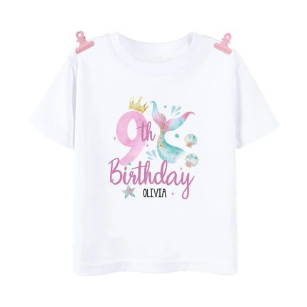 Personalized Fish 1-9 Birthday Girls Shirts T-Shirt Wild Tee Party Tee Shirt Unicorn with Name Clothes Kids Fashion Tops Outfit