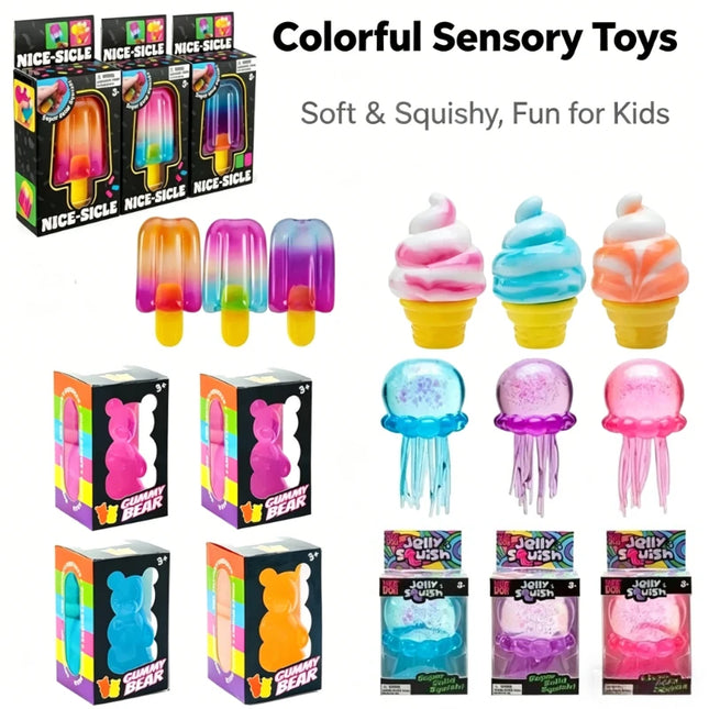 Schylling Needoh Nice Cube Sensory Squishy Stress Relief Fidget Toy Anti-Anxiety Squeeze Block For Focus ADHD Kids Adults