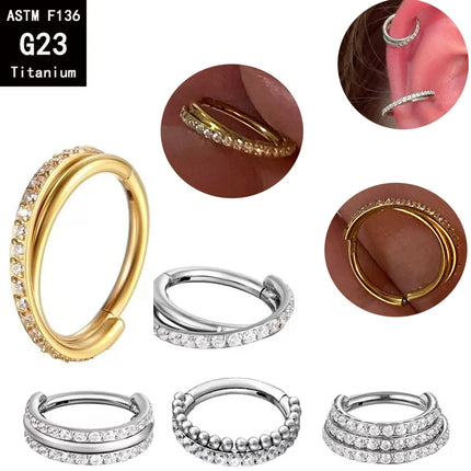 G23 Titanium Hinged Segment Ring Tragus Daith Earring Piercing Jewelry Nose Ring Cartilage Hoops Double Row Helix Septum Ring