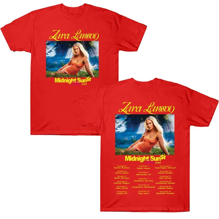 Zara Larsson Midnight Sun Global Tour Merch T-Shirt Men Women Album Poster Graphic Print Cotton Tees Neck Loose Oversized Tops