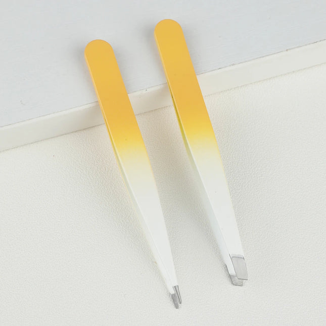 Mini Hair Removal Tweezers Stainless Steel Eyebrow Tweezers Pink Point White Tip Point Face Harmless Makeup Beauty Tool