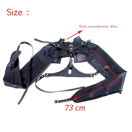 Leather Exposed Nipples Bra Straitjack Bondage Arm Restraints Sleeve Adult Training Tool Dog Collar for Couples BDSM Accessories