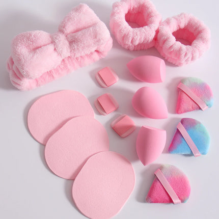 15 件套 Cosmetic Puff Makeup Sponge Blender Beauty Egg Foundation Sponges Puff Wash Face Headband Wristband Make up Accessories