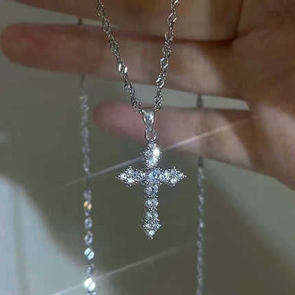 Summer Black Rhinestone Cross Jesus Pendant Choker Necklace for Women Punk Vintage Double Layers Chain 2026 Neck Boho Jewelry