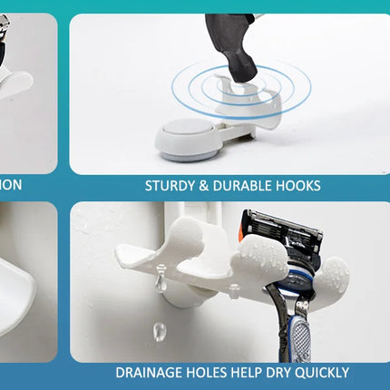 TAILI 2pcs Shaver Holder Washroom Wall Sucker Suction Cup Hook Razor No Drilling Bathroom Removable Reusable Shaver Holder Hook