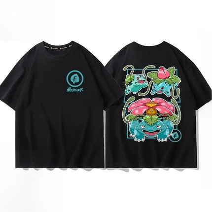 Pokémon Pikachu Gengar Charmander Black T-shirt Men's 2026 Summer Fashion Oversize Street Casual Y2K Tops Streetwear Clothing