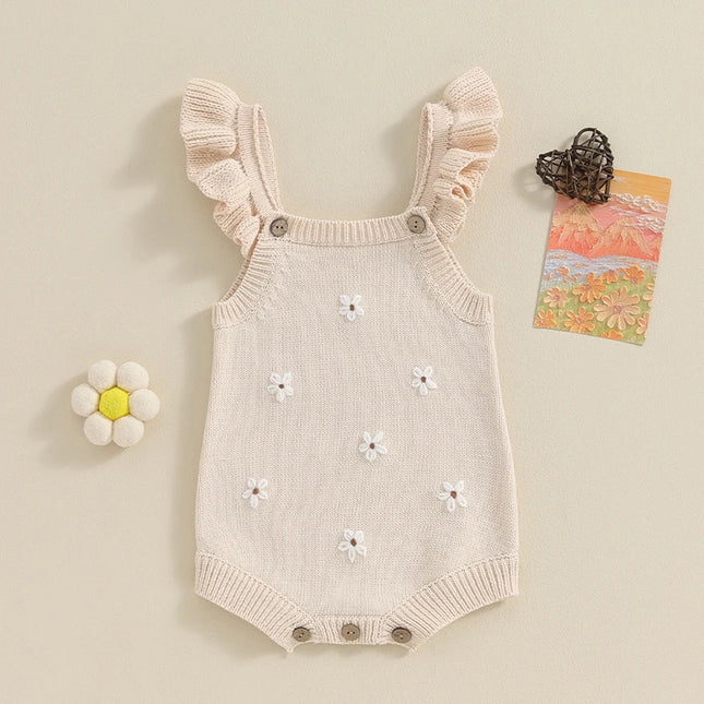 Citgeett Summer Infant Baby Girl Sleeveless Bodysuit Floral Embroidery Jumpsuit Cute Clothes