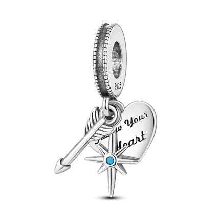 Inlaid Zircon Charm Beads 925 Sterling Silver Color Love Heart Snake Dangle Fit Original Bangle Bracelet Charms Pendant Jewelry